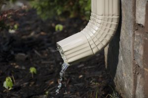 Gutter Downspout with water