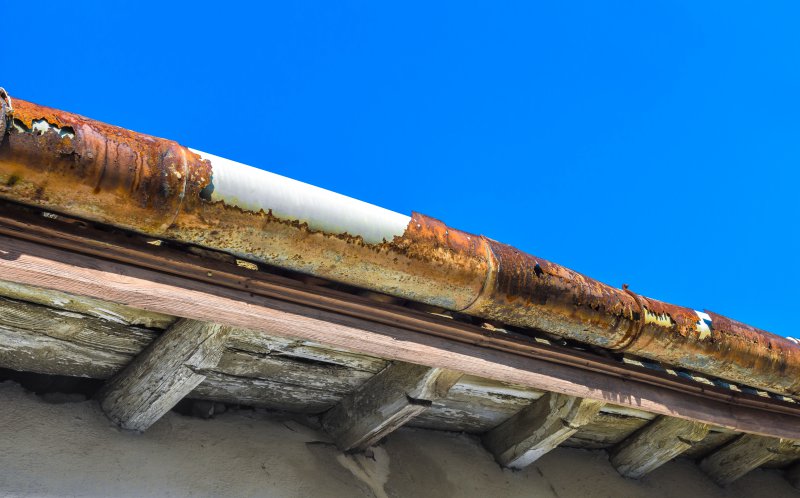 A damaged gutter.