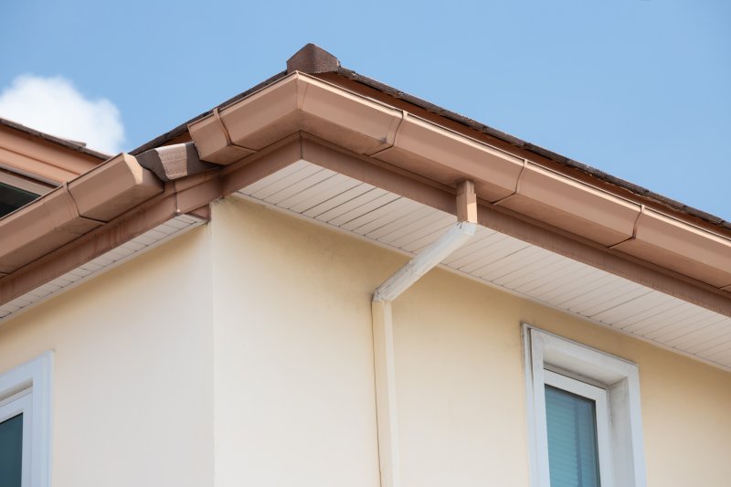 closeup of gutters on home