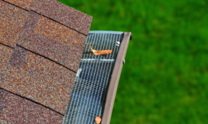 a closeup of an installed gutter guard 