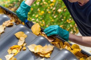 a closeup of a home’s gutters