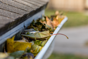 a closeup of a home’s gutters 